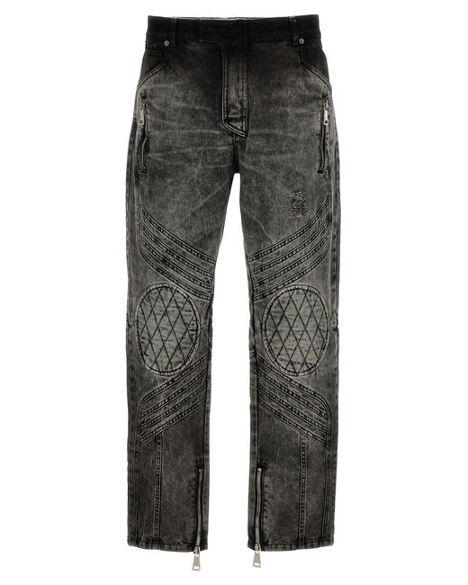 Bleached Motor Denim Jeans Grigio di Balmain in Gray da Uomo
