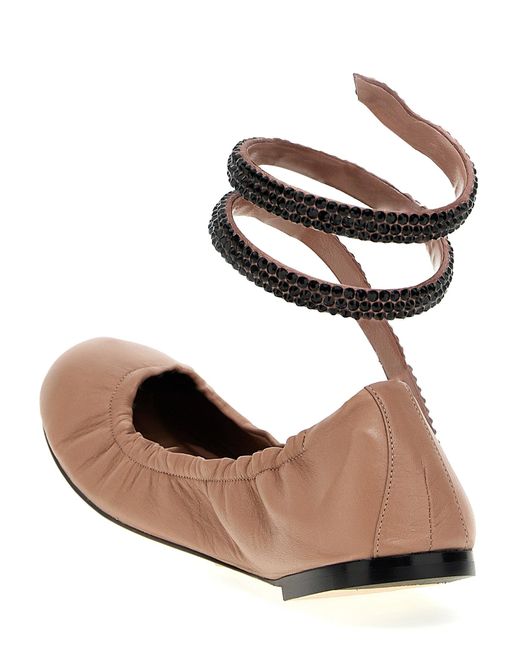 Cleo Flat Shoes Beige di Rene Caovilla in Brown