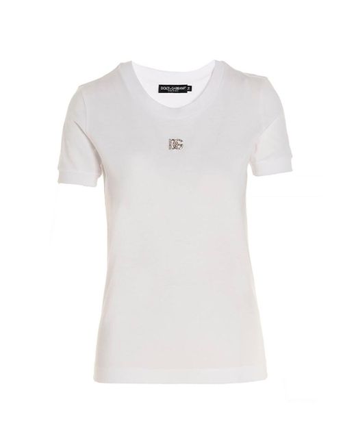 Dolce & Gabbana White Jewel Logo T-shirt