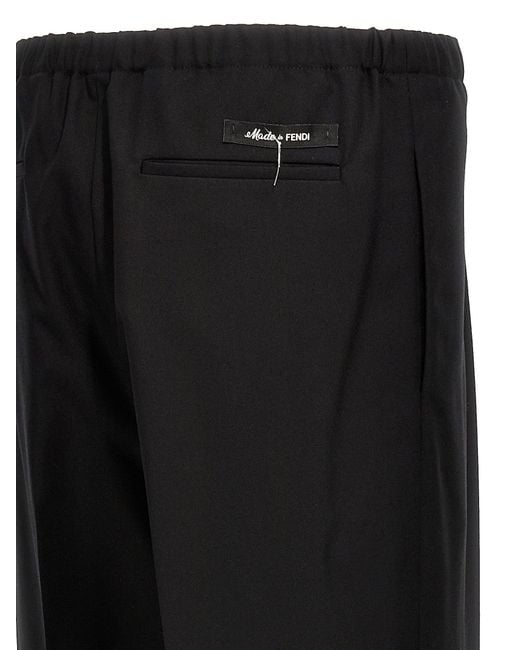 Fendi Black Cool Wool Pants for men