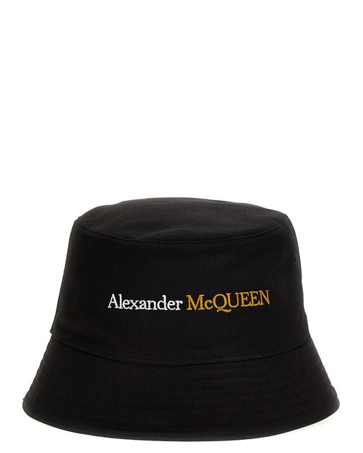 Logo Bucket Hat Cappelli Multicolor di Alexander McQueen in Black da Uomo