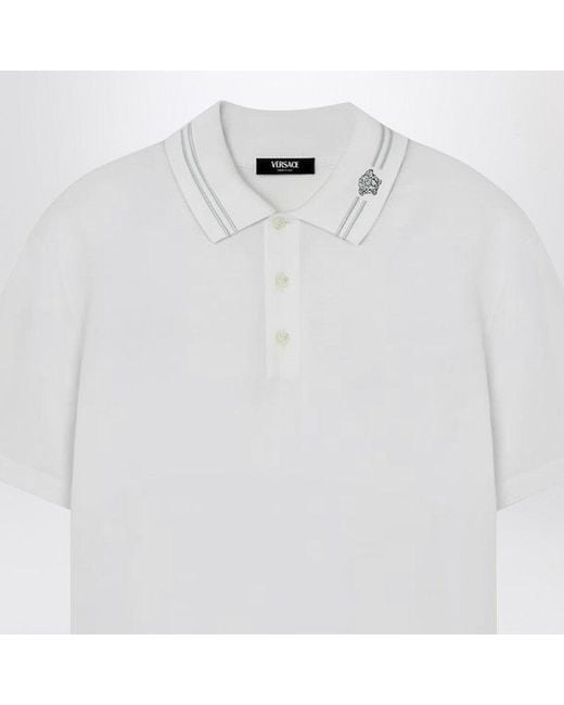 Versace White Polo Shirt With Medusa Embroidery for men