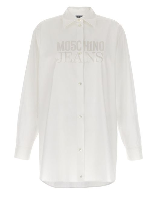 Logo Print Shirt Camicie Bianco-Donna di MO5CH1NO JEANS - MOSCHINO in White