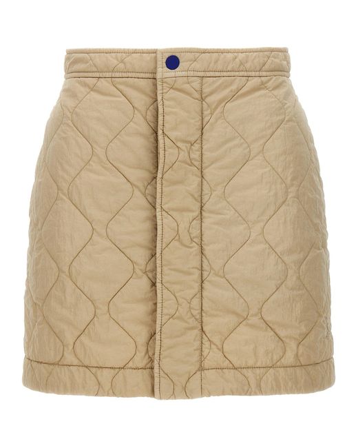 Quilted Nylon Skirt Gonne Beige di Burberry in Natural