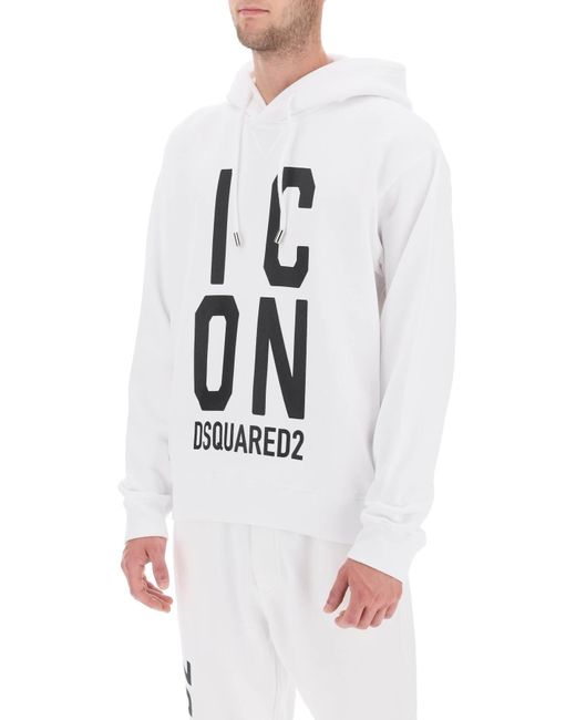 DSquared² White 'icon Squared' Cool Fit Hoodie With Logo Print for men