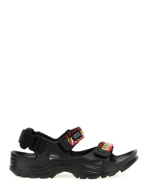 Lanvin Black Wave Curb Laces Sandals