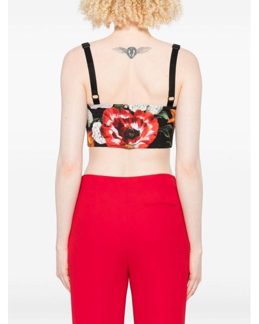 Dolce & Gabbana Red Flowers Printed Dress