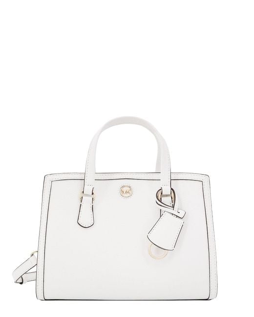 Michael Kors White Leather Handbag With Metal Monogram