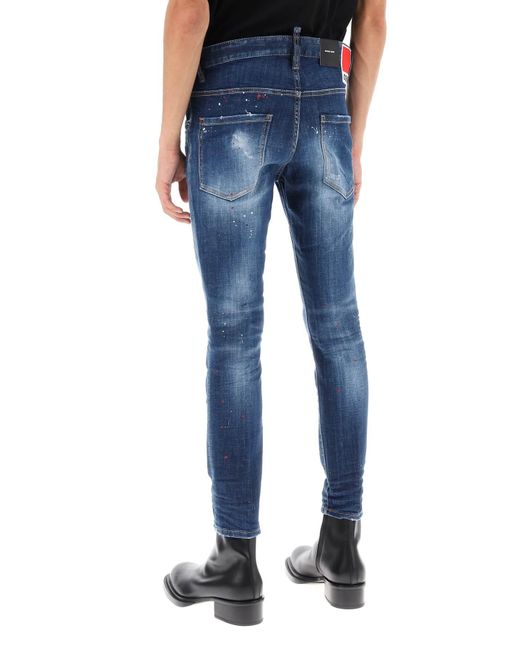 DSquared² Blue Medium Red Spots Wash Skater Jeans for men