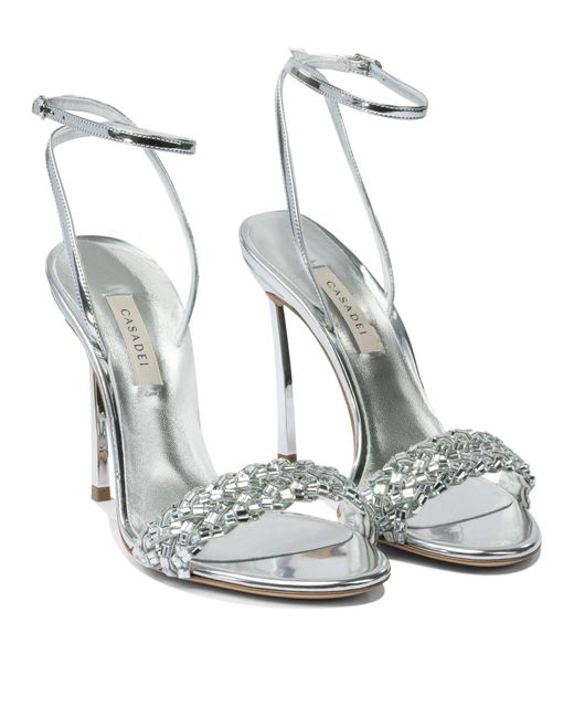 Casadei White "Interstellar" Heeled Sandals 100 Mm