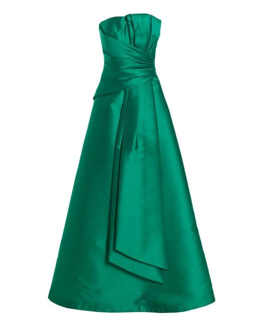 Alberta Ferretti Green Mikado Long Dress
