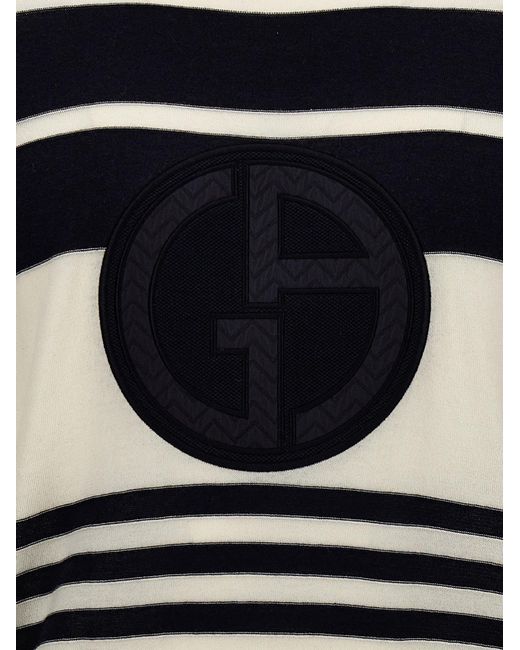 Logo Embroidery Sweater Maglioni Multicolor di Giorgio Armani in Black da Uomo