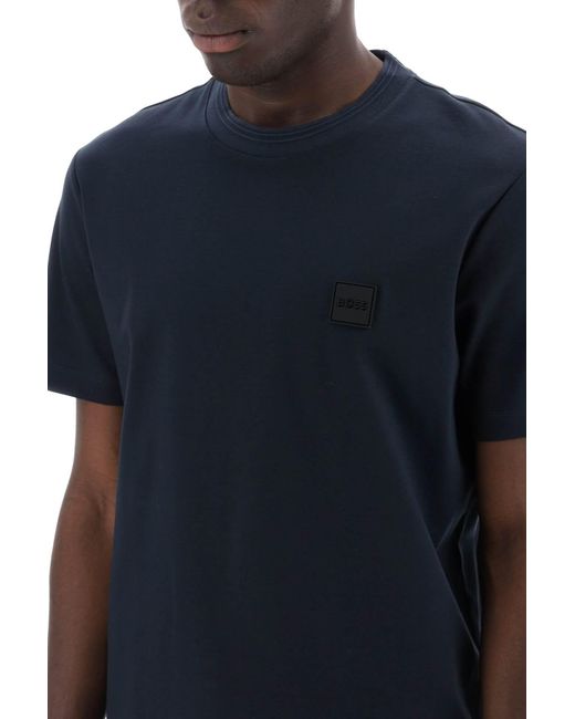 T Shirt Regular Fit Con Patch di Boss in Blue da Uomo