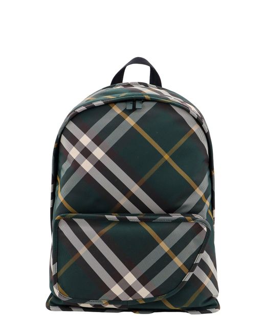Burberry Black Nylon Backpack With Check Print for men