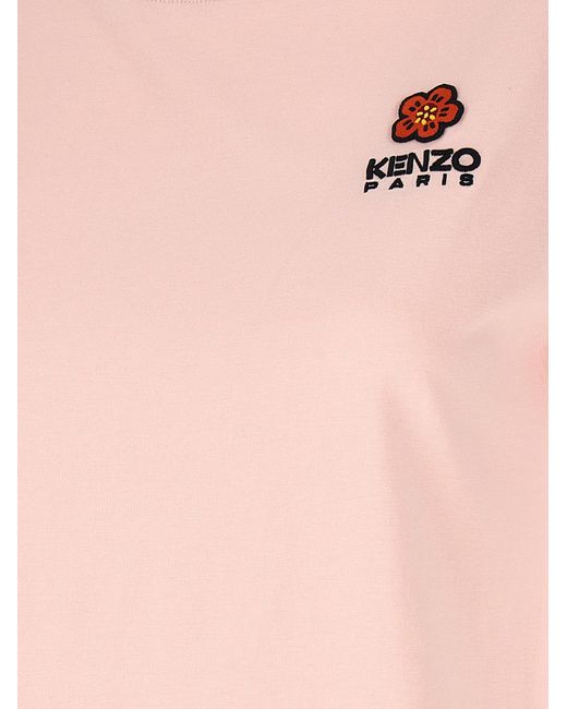 KENZO Pink Logo Embroidery T-Shirt