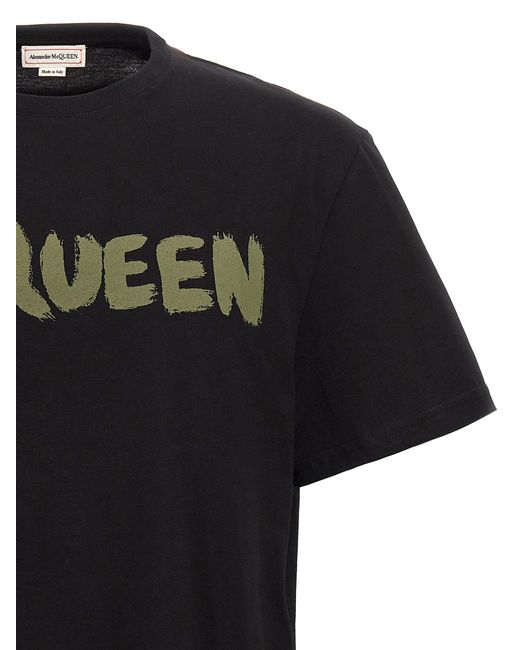 Maglietta MC Queen Graffiti di Alexander McQueen in Black da Uomo