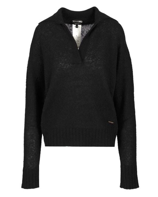 Tom Ford Black Logo Plaque Knitted Top
