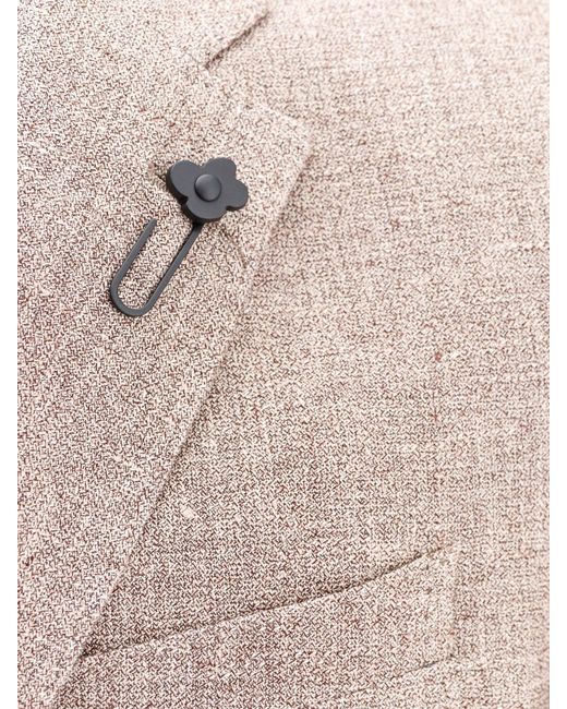 Lardini Natural One-breasted Linen And Wool Blazer for men