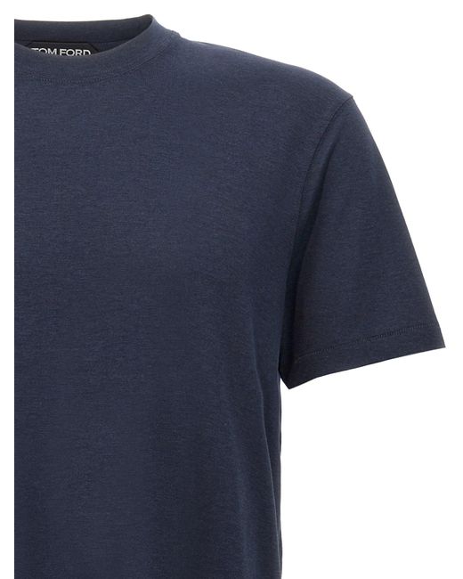 Tom Ford Blue Cotton Lyocell T-shirt for men