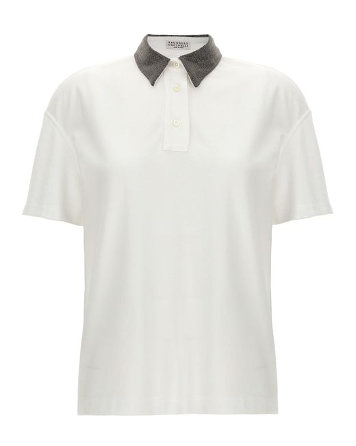 Brunello Cucinelli White 'Monile' Polo Shirt