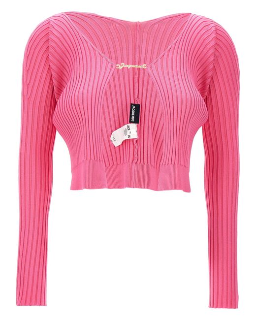 Jacquemus Pink Le Maille Pralu Longue Sweater, Cardigans