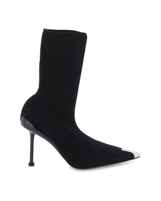Alexander McQueen Black Knit Slash Ankle Boots