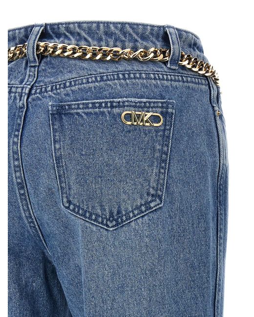 Michael Kors Blue 'Flare Chain Belt' Jeans