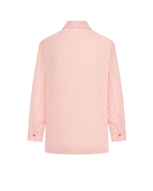 Gucci Pink Gg Silk Shirt