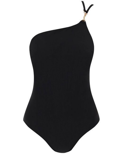 Tory Burch Black One-Shoulder Swimsuit With