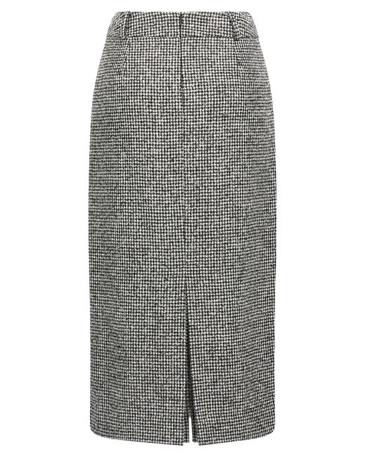 Ermanno Scervino Gray Houndstooth Sheath Longuette Skirt With Back Split