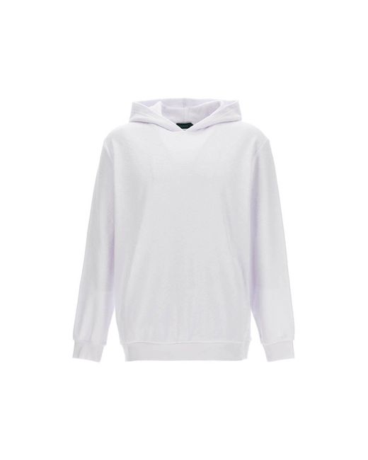 Zanone White Terry Cloth Hoodie Sweatshirt for men