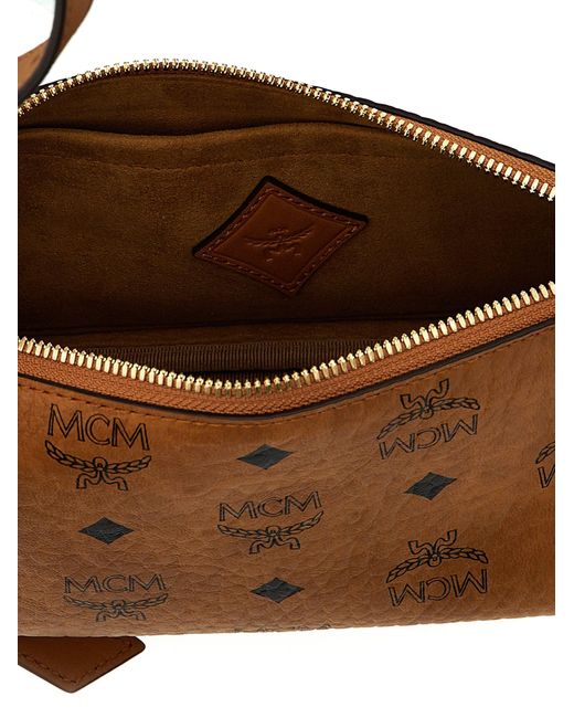 MCM Brown Aren Visetos Shoulder Bags