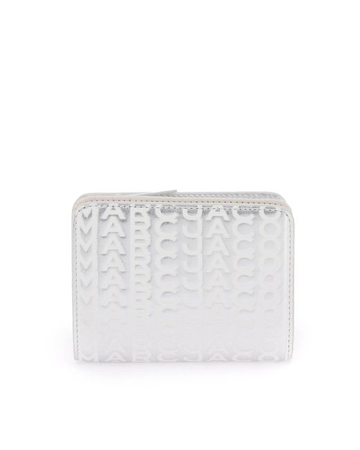 Marc Jacobs White The Monogram Metallic Mini Compact Wallet