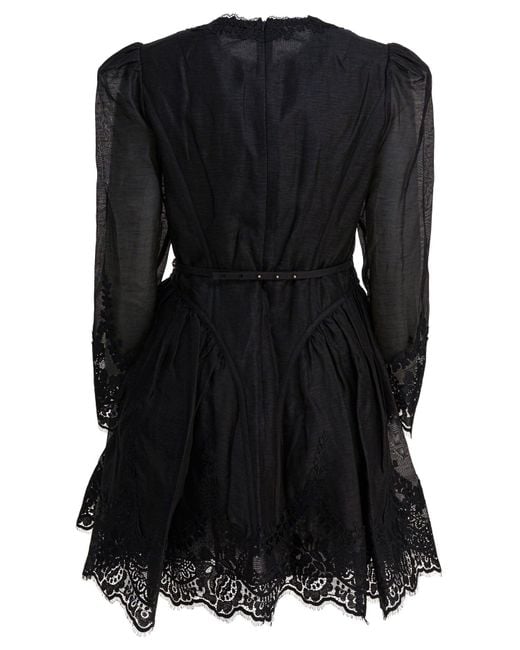Zimmermann Black Hypnotic Lace Mini Dress
