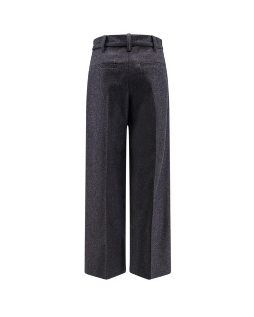 Virgin Wool Trousers With Belt-Donna di Brunello Cucinelli in Blue