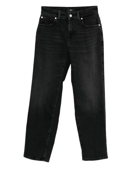 7 For All Mankind Black Calie Straight Leg Ankle Length Jeans