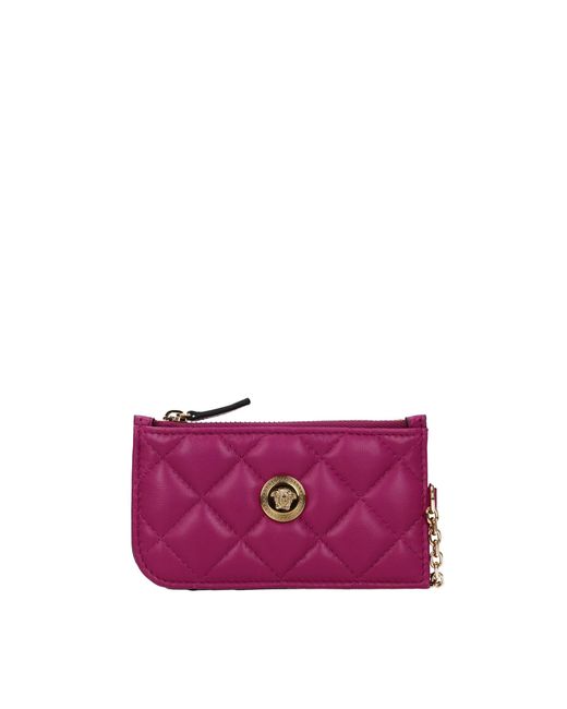 Versace Purple Coin Purses Leather Orchid