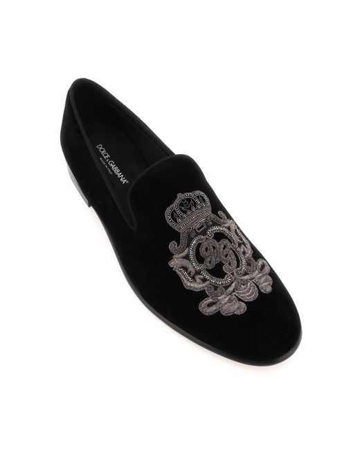 Dolce & Gabbana Black Velvet Loafers for men