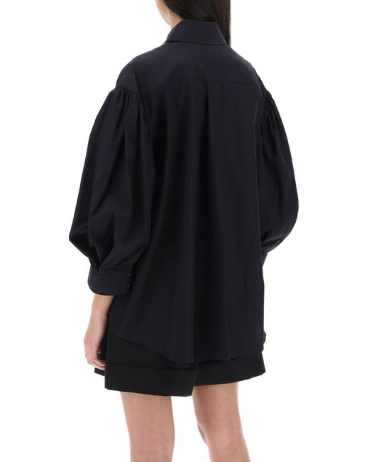 Simone Rocha Black Puff Sleeve Shirt With Embellishment