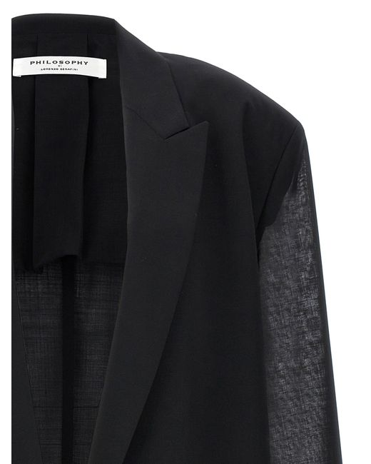 Philosophy Black Single-Breasted Wool Blend Blazer Blazer And Suits