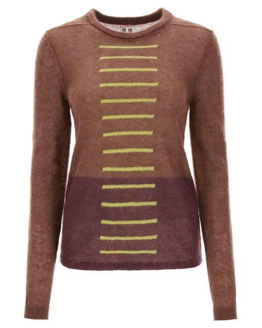 Rick Owens Brown 'judd' Sweater With Contrasting Lines