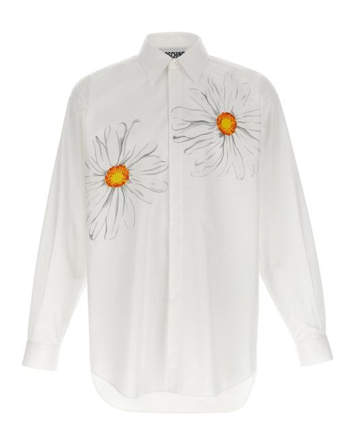 Moschino White Shirt With Floral Motif for men