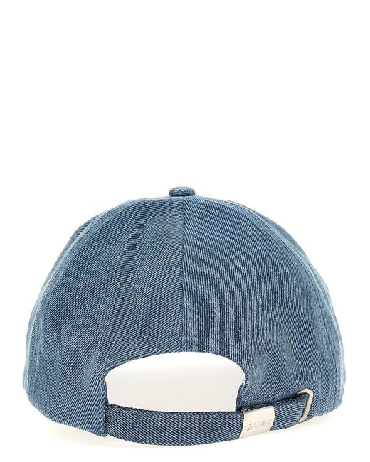 Ganni Blue Logo Embroidery Cap Hats