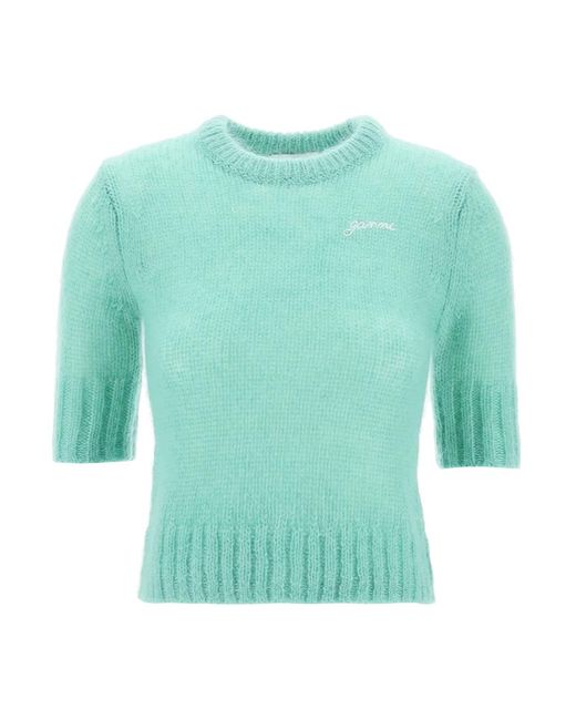 Ganni Green Mohair Pullover Sweater