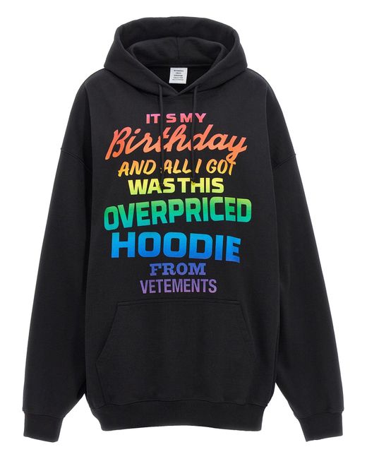 Vetements Black Overpriced Birthday Hoodie Sweatshirt