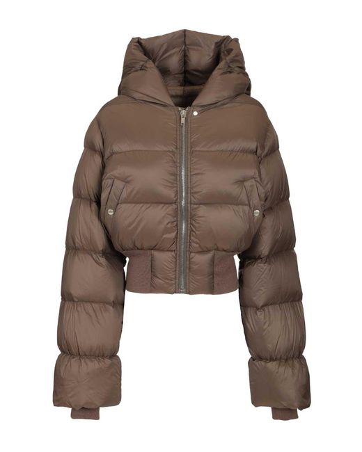 Rick Owens Brown Quilted Nylon Down Jacket