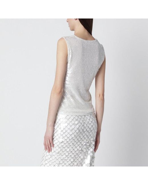 P.A.R.O.S.H. White Sequin Top
