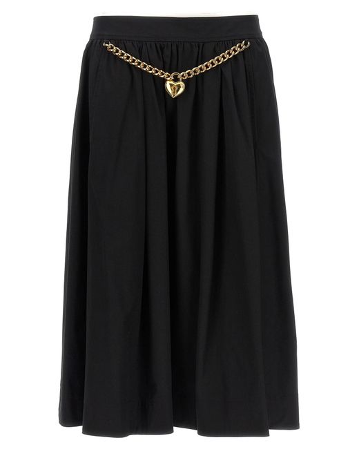 Pleated Midi Skirt Gonne Nero di Moschino in Black
