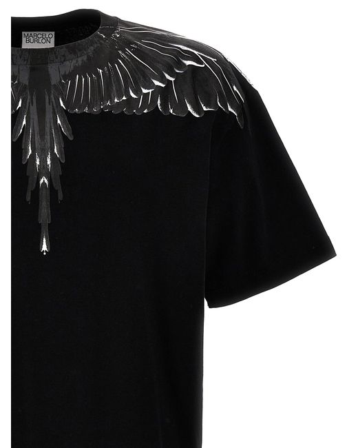 Icon Wings T Shirt Nero di Marcelo Burlon in Black da Uomo
