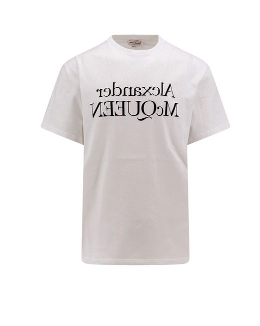Alexander McQueen White Logo Print T-shirt for men